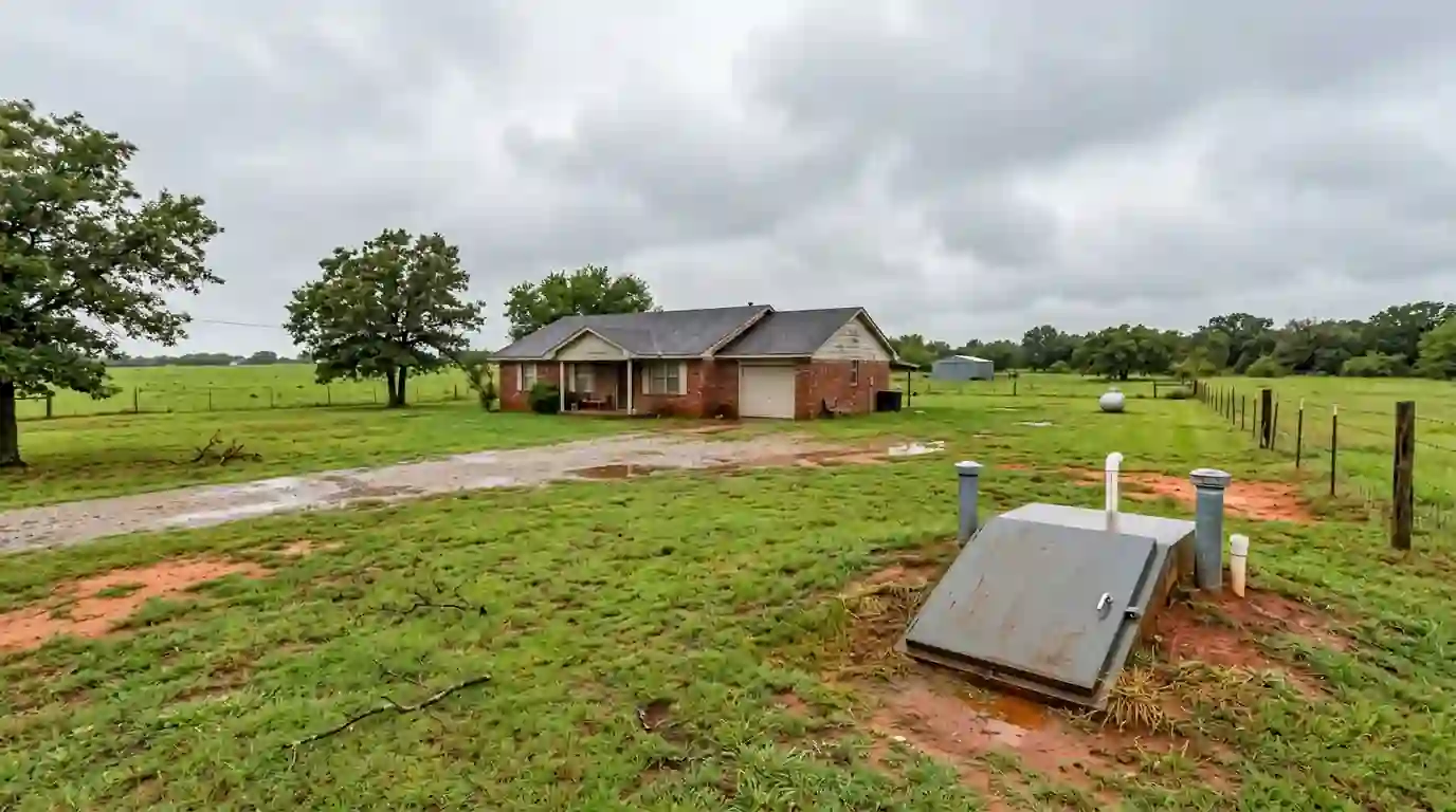 Rural McClain County home with a storm shelter
