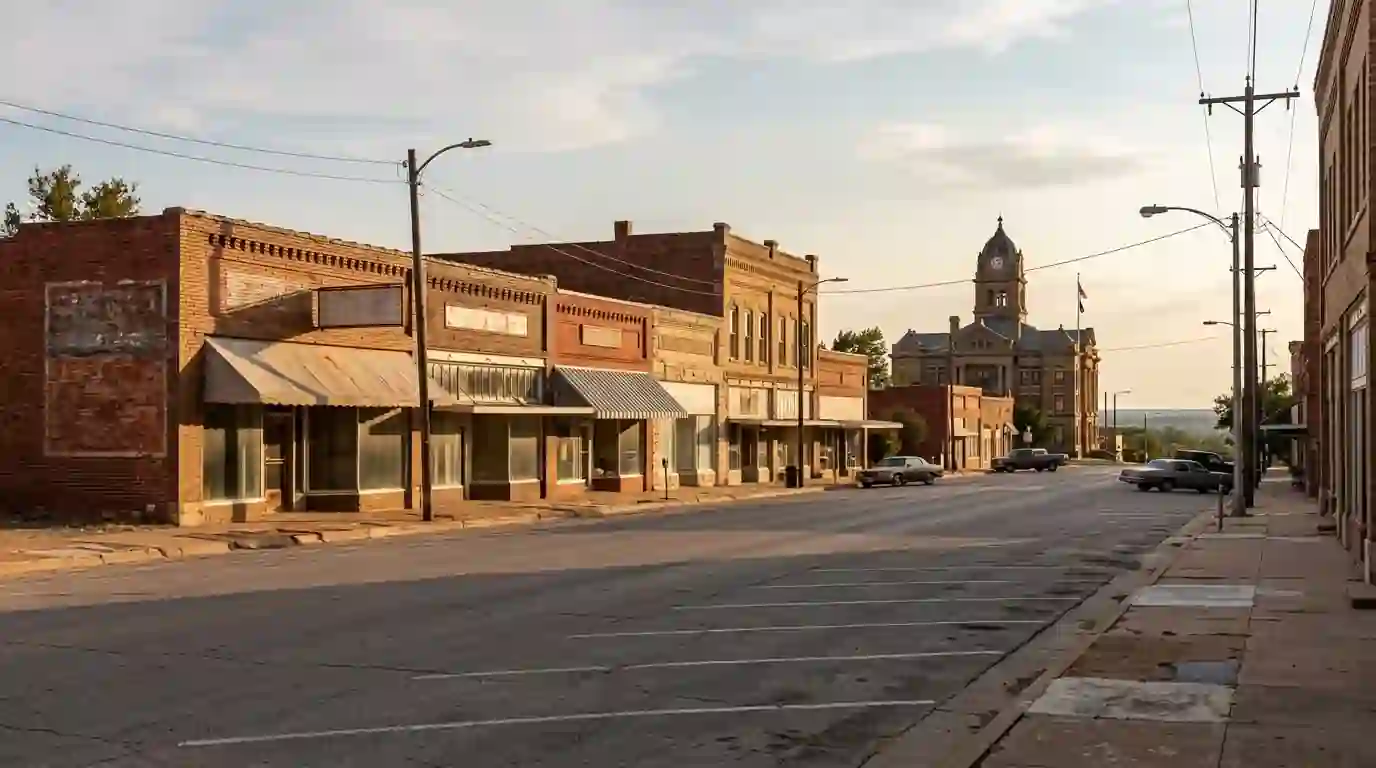 Historic downtown storefronts in Purcell