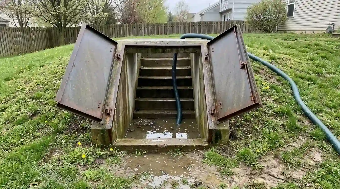 Pumping water from a backyard storm cellar