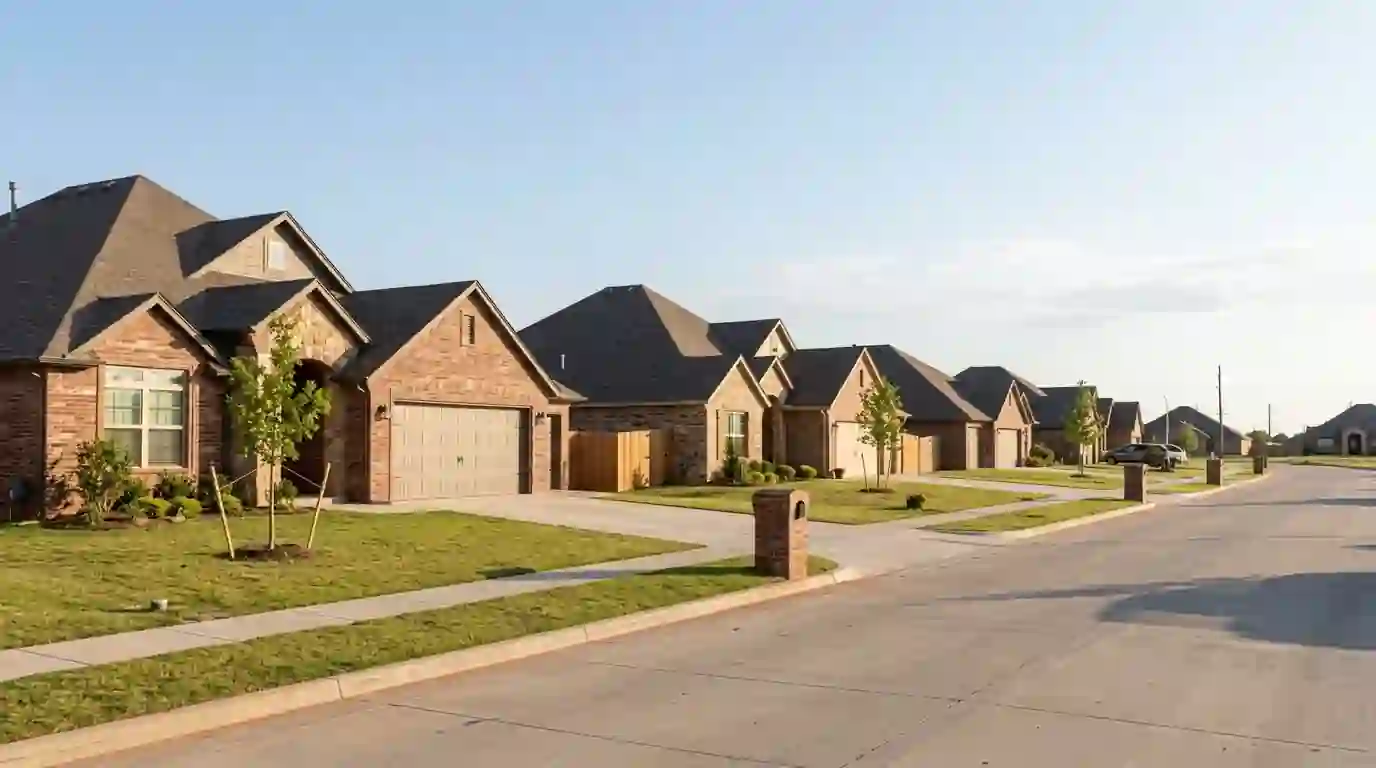 Newer brick homes on a South Oklahoma City street
