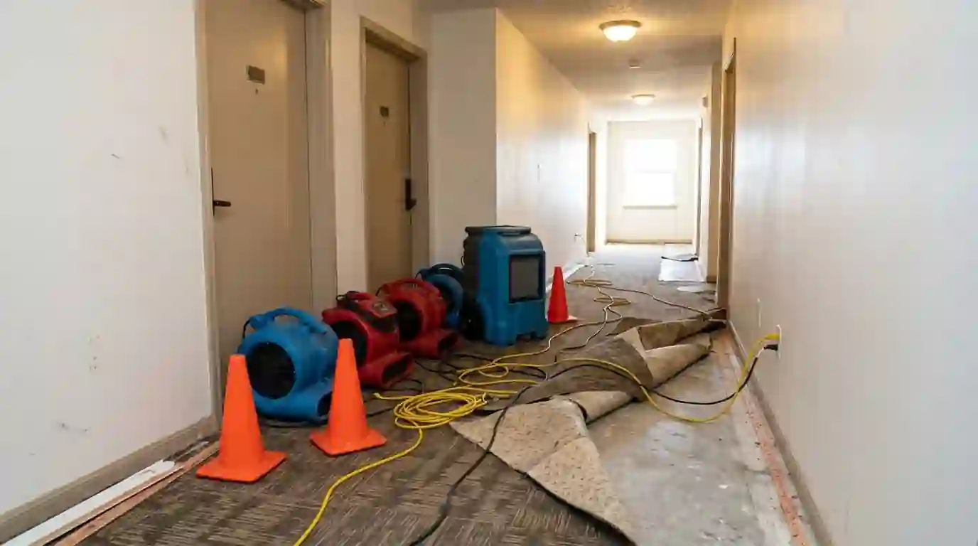 Drying equipment outside two apartment units