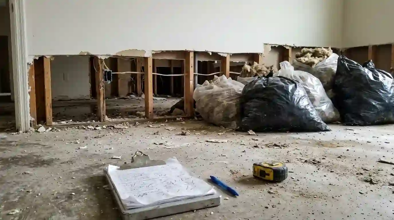 Documented flood cut and removed insulation for a water damage claim
