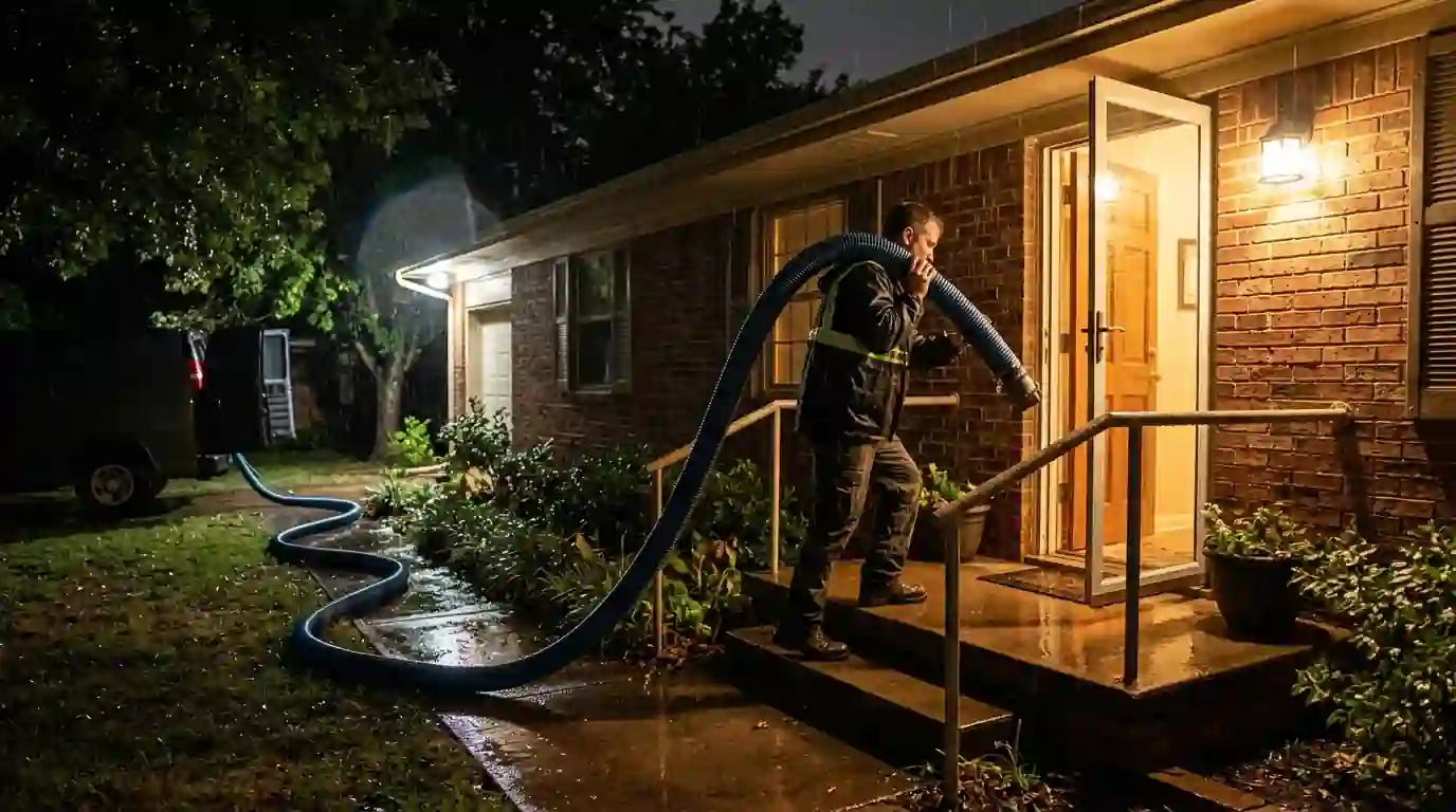 Extraction hose carried into an Oklahoma City home