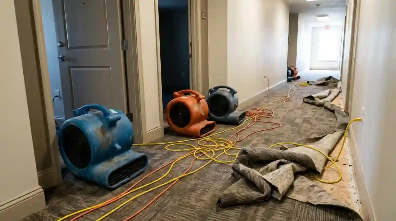 Drying equipment outside two apartment units