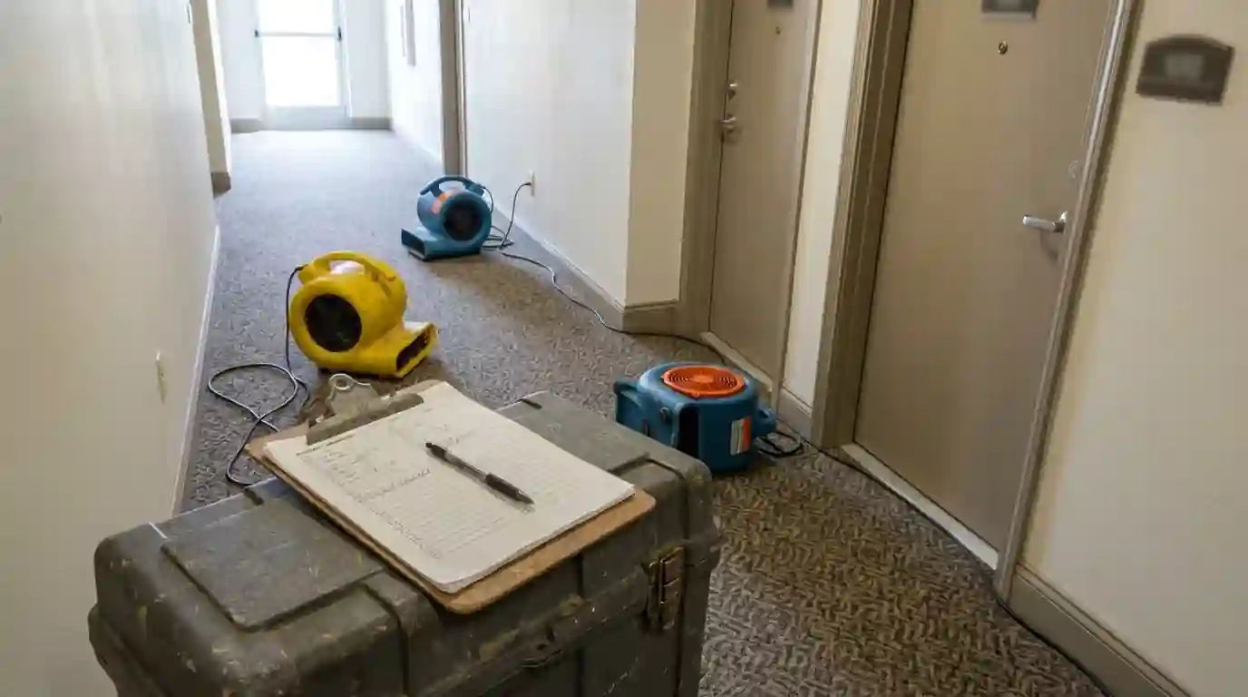 Drying two apartment units after a leak