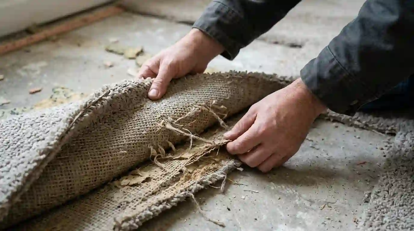 Checking carpet backing for delamination after water damage
