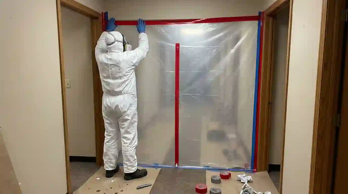 Containment set up before contaminated materials come out